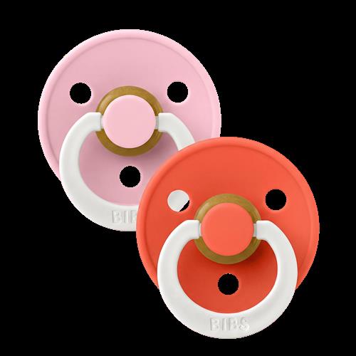 BIBS Colour 2-pak Latex-sutter Baby Pink Glow  Baby Pink Glow 0-6 M  Lyserød  0-6 måneder  Piger