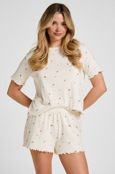 Hunkemöller Pyjama Short Pointelle Hvid