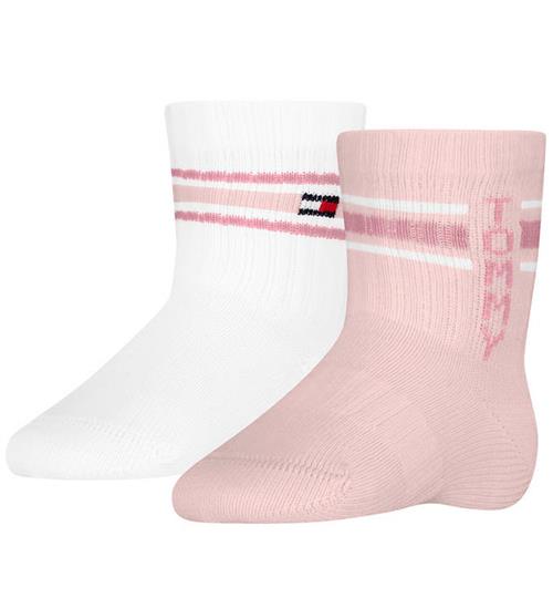 Tommy Hilfiger Strømper - 2-pak - Light Pink/Hvid m. Striber