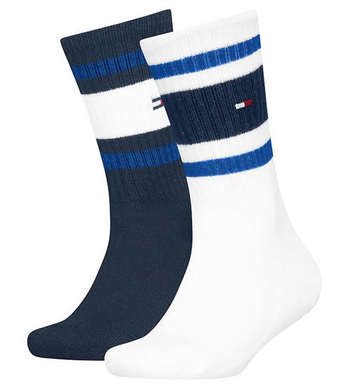 Tommy Hilfiger Strømper - 2-pak - Bright Blue/Hvid m. Striber