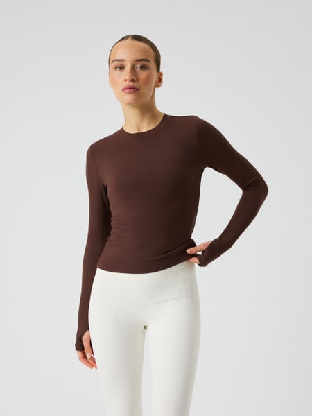Björn Borg Studio Ribbed Cropped Long Sleeve Brun, XS