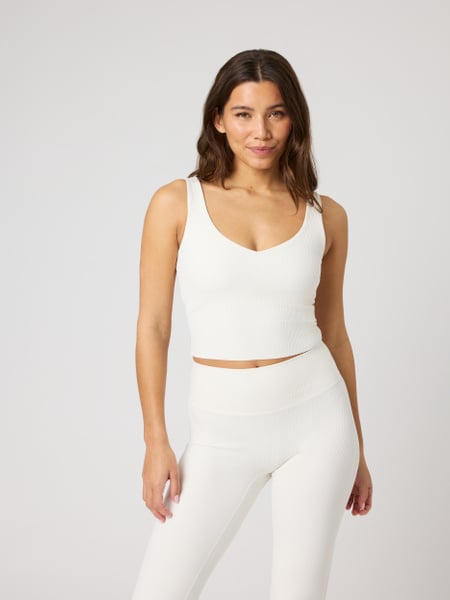 Björn Borg Studio Ribbed V-neck Top Hvid, M