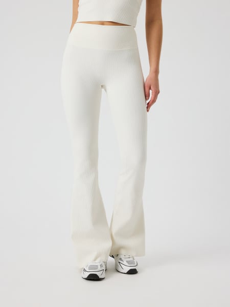Björn Borg Studio Ribbed Flare Tights Tall Hvid, XS