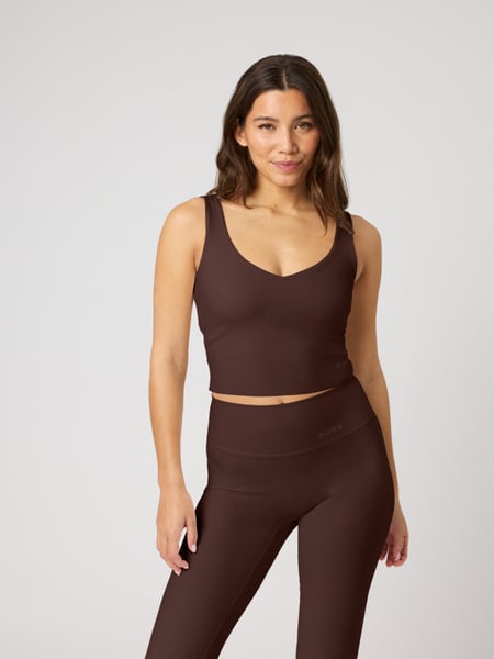Björn Borg Studio Ribbed V-neck Top Brun, M