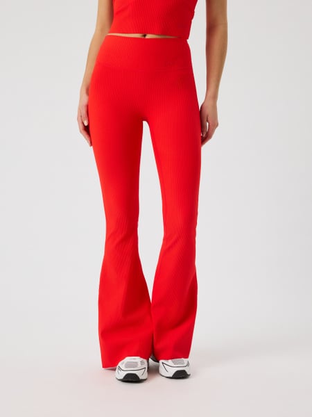 Björn Borg Studio Ribbed Flare Tights Tall Rød, XS