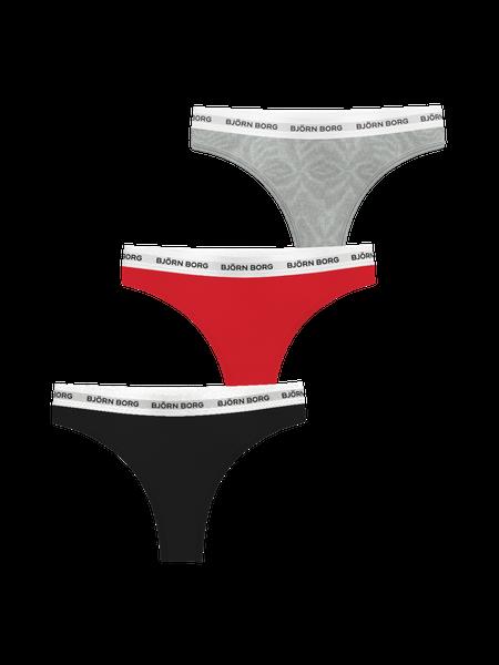 Björn Borg Logo Thongs 3-pack Sort, XS