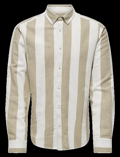 ONLY & SONS | Onsarlo Slim Ls Stripe Hrb Linen Shirt | S
