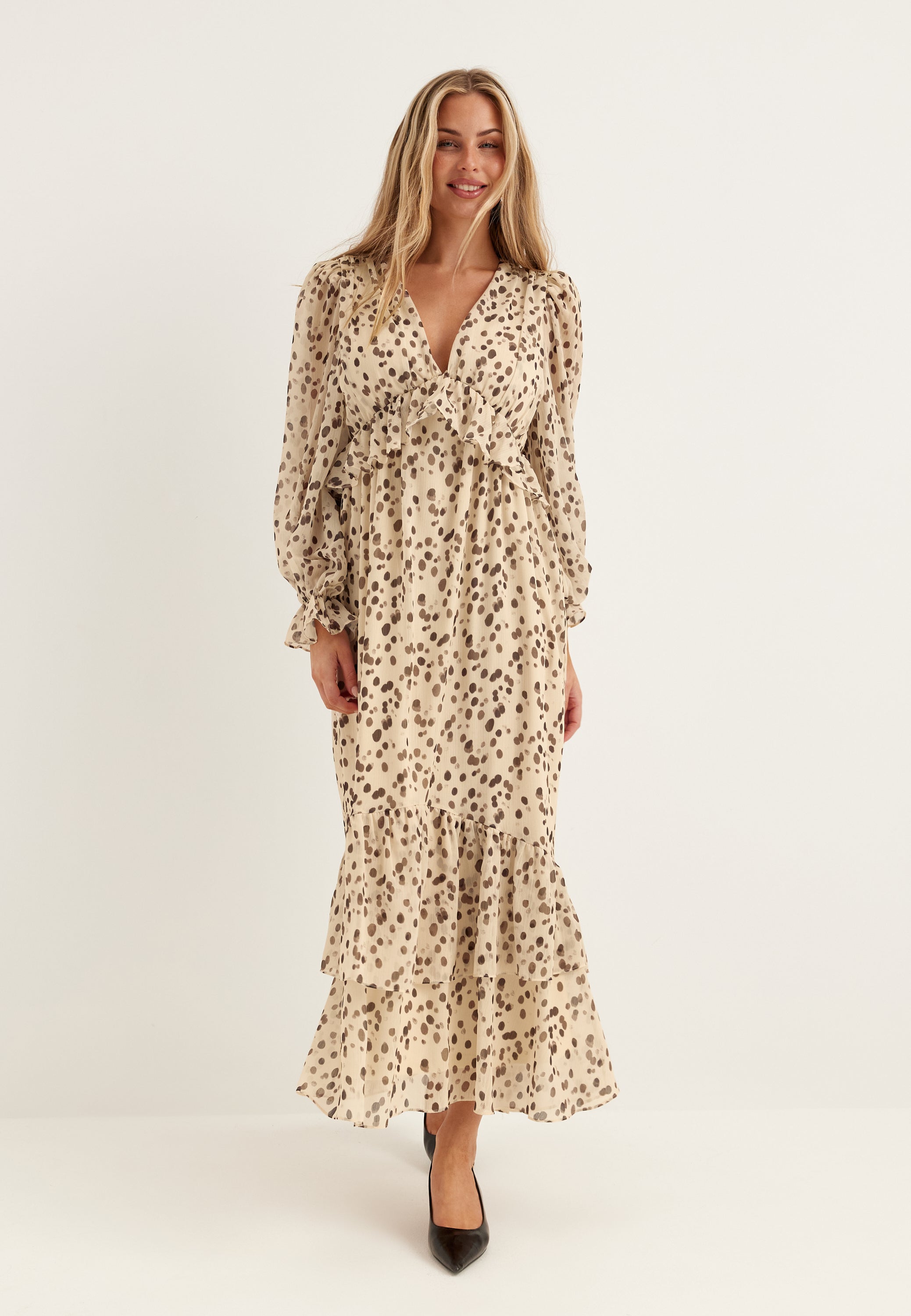 BUBBLEROOM OCCASION Flounce Chiffon Ankle Dress