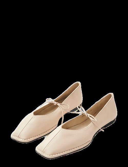 ALOHAS | Sway Cream Leather Ballet Flats | 41