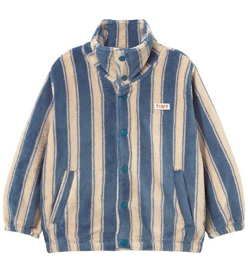 Tiny Cottons Fleecejakke - Retro Stripes Polar - Petrol Blue