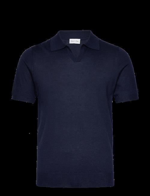 Davida Cashmere | Man Fine Knit Open Collar T-Shirt | L