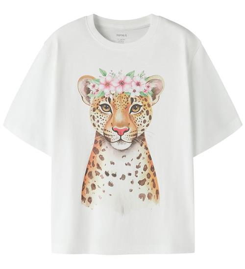 Name it T-shirt - NkfVotea - Bright White/Flower Leopard