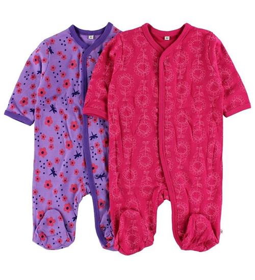 Pippi Baby Natdragter m/f - 2-Pak - Lilla/Pink m. Print