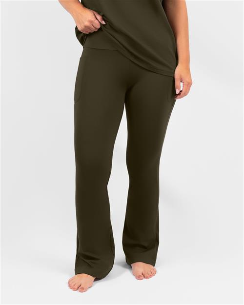 Maya Deep Olive Flared Leggings - Short