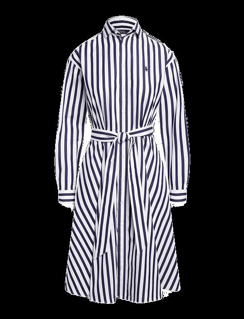 Polo Ralph Lauren | Belted Wide-Stripe Cotton Shirtdress | 32