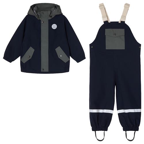 Kuling Skagen Regnsæt Med God Åndbarhed Navy/Light Green Blocking  Navy/Light Green Blocking-98/104 cm  Marineblå  98/104 cm  Drenge, Piger