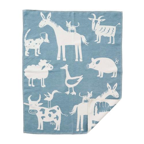 Klippan Yllefabrik Farm Blanket Blue Blue One Size Cotton Blå  One Size  Drenge, Piger