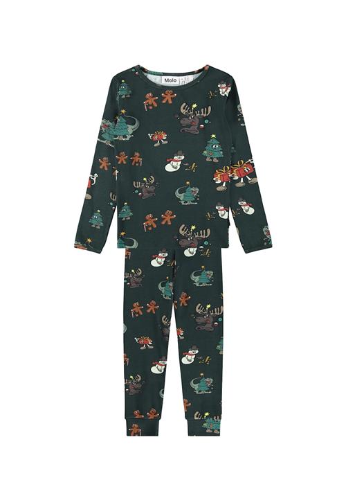 Molo GOTS Lue Pyjamas Cartoony Xmas  Cartoony Xmas 128 cm  Grøn  128 cm  Drenge, Piger