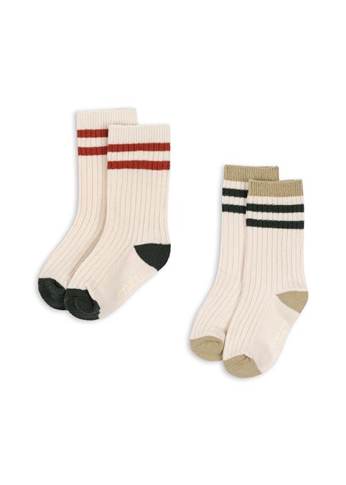 Konges Sløjd 2-pak Ribstrømper Green Stripe  Green Stripe-33-35  Grøn  33-35 EU  Drenge