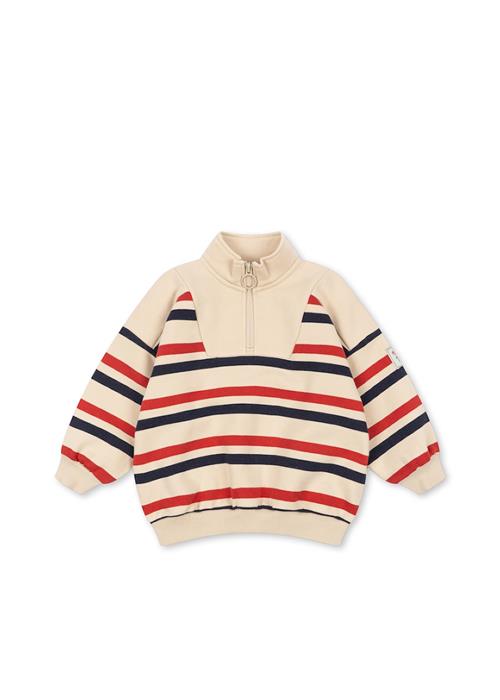 Konges Sløjd Loupy Sweatshirt Med Halv Lynlås Tangerine Stripe  Tangerine Stripe-2Y  Hvid  2 år  Drenge