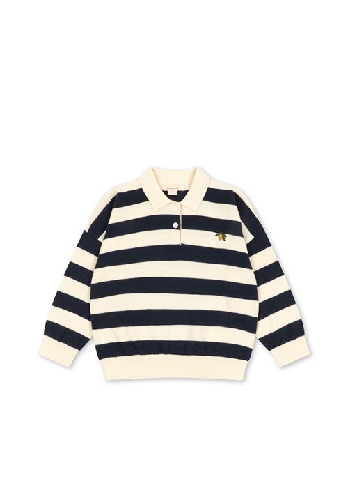 Konges Sløjd Manis Strikket Polo Navy Stripe  Navy Stripe-12M  Blå  12 måneder  Drenge