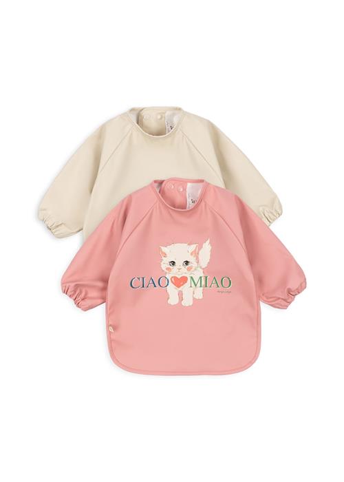 Konges Sløjd 2-pak Hagesmækker Med Ærmer Ciao Miao  Ciao Miao-6-12M  Hvid  6-12 måneder  Piger