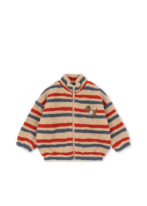 Konges Sløjd Jody Fleecejakke Med Broderi Og Luv Tangerine Stripe  Tangerine Stripe-12M  Hvid  12 måneder  Drenge, Piger