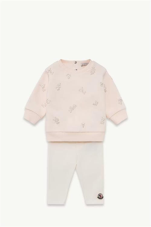 Moncler Embroidered Floral Cotton Blend Set Light Pink 100 cm  Lyserød  100 cm  Piger