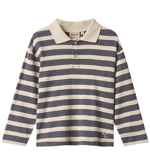 Wheat Polobluse - Fred - Greyblue Stripe