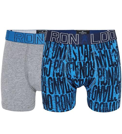 JBS - CR7 Boxershorts - 2-pak - Gråmeleret/Turkis m. Print