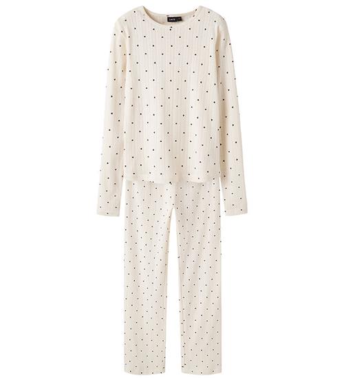 LMTD Nattøj - 2-delt - Pointelle - NlfSomina - Antique White m.