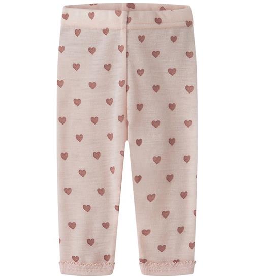 Lil Atelier Leggings - Uld - NbfNoel - Morganite m. Hjerter
