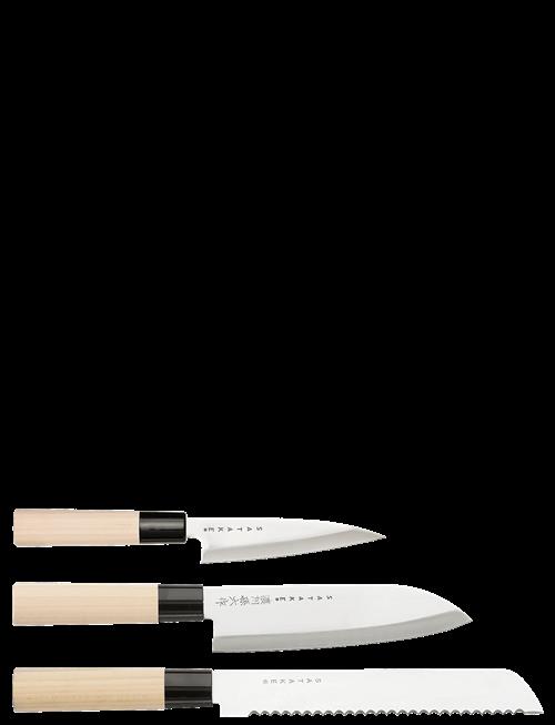 Satake | Satake Houcho. 3 Knive I En Balsa-Æske. | 38X 18.5X 3.5
