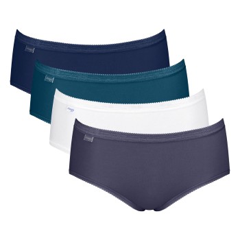 Sloggi Trusser 4P Basic Plus Midi Color Marine/Blå bomuld 38 Dame