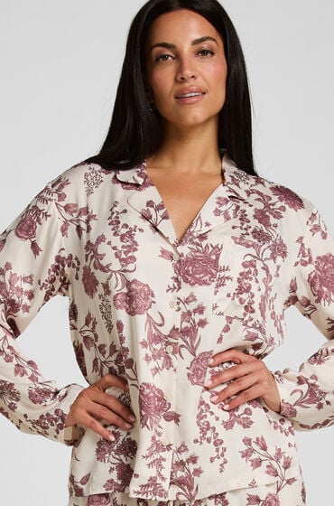 Hunkemöller Pyjamas Jakke Woven Print Beige