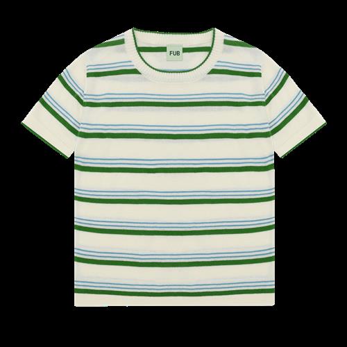FUB Stribet T-shirt Ecru/pine  Ecru/Pine-100 cm  Grøn  100 cm  Drenge, Piger