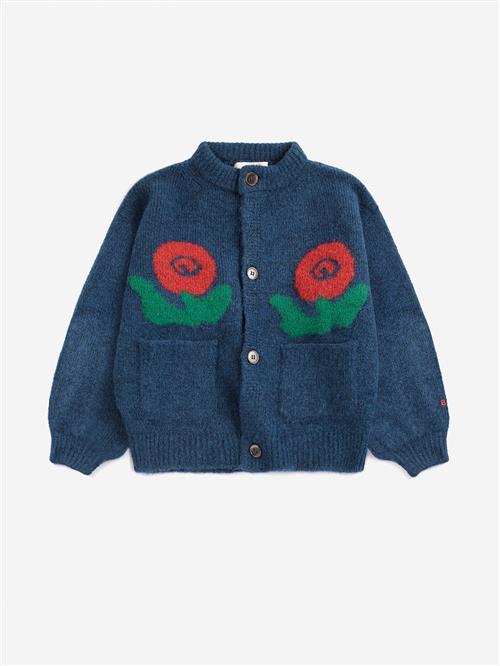 Bobo Choses Stamp Bloom Cardigan Midnight Blue  Midnight Blue 4-5 Y  Blå  4-5 år  Drenge, Piger