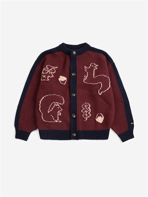 Bobo Choses Forest Scene Cardigan Burgundy Red  Burgundy Red 4-5 Y  Rød  4-5 år  Drenge