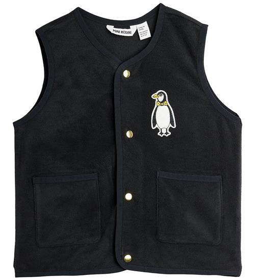 Mini Rodini Fleecevest - Penguin Patch - Sort