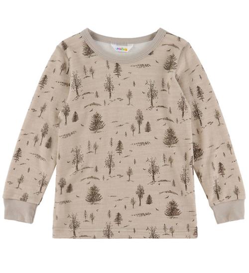 Joha Bluse - Uld/Viskose - Beige m. Træer