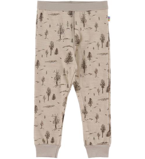 Joha Leggings - Uld/Viskose - Beige m. Træer
