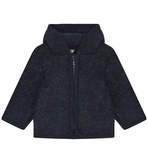 Huttelihut Cardigan - Uldfleece - Navy Melange m. Ører