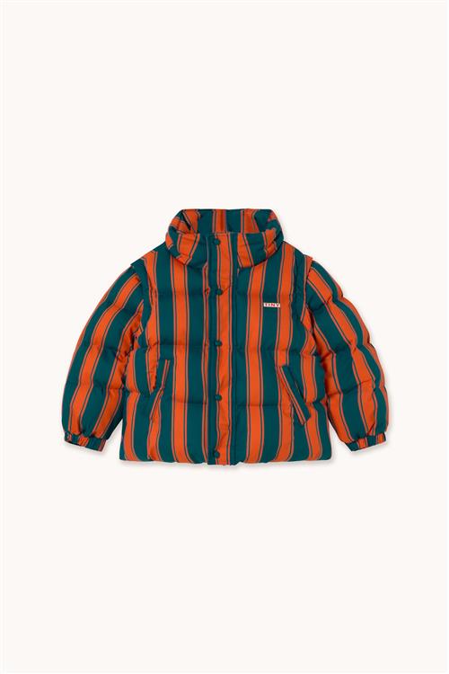 Tinycottons Retro Stripes Short Padded Jacket Summer Red-10y  Rød  10 år  Drenge, Piger