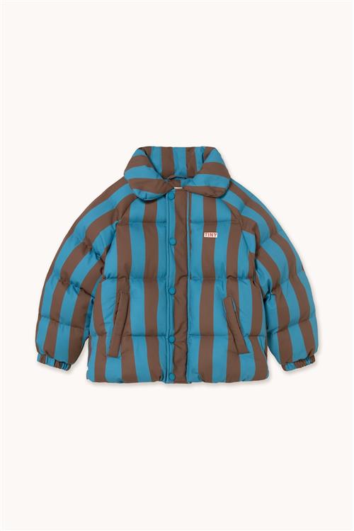 Tinycottons Blue-Cacao Stripes Short Padded Jacket Dark Cyan-10y  Blå  10 år  Drenge
