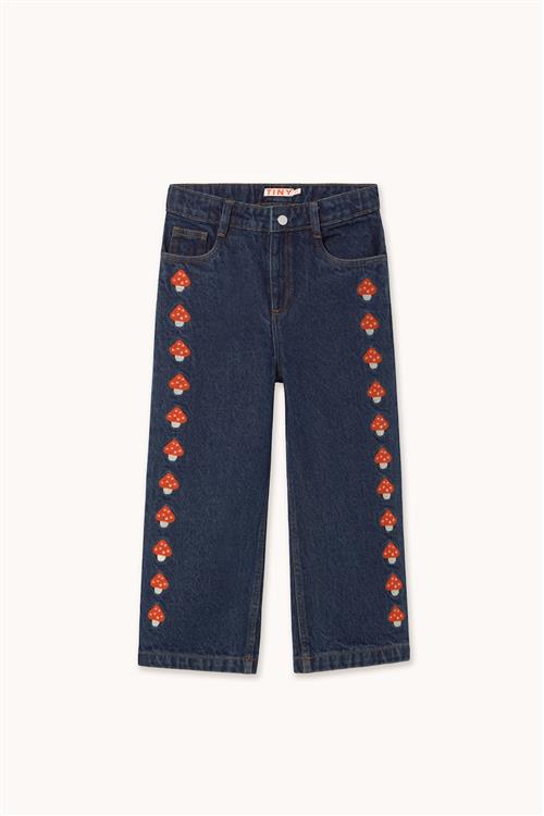 Tinycottons Mini Mushrooms Embroidered Denim Pant Denim Dark Wash -4y  Blå  4 år  Drenge, Piger