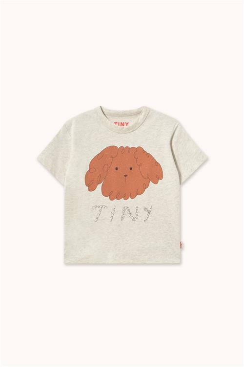 Tinycottons Curly Dog Graphic Tee Cream Heather-10y  Creme  10 år  Drenge, Piger