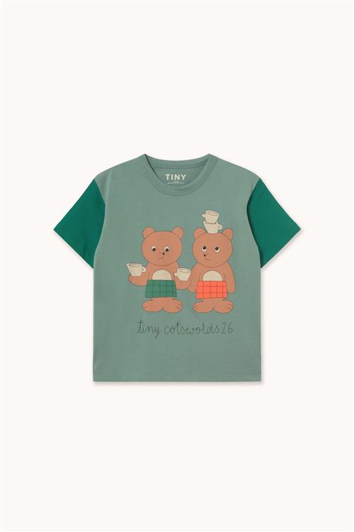 Tinycottons Tiny Tea Room Graphic Tee Teal-6y  Blå  6 år  Drenge, Piger