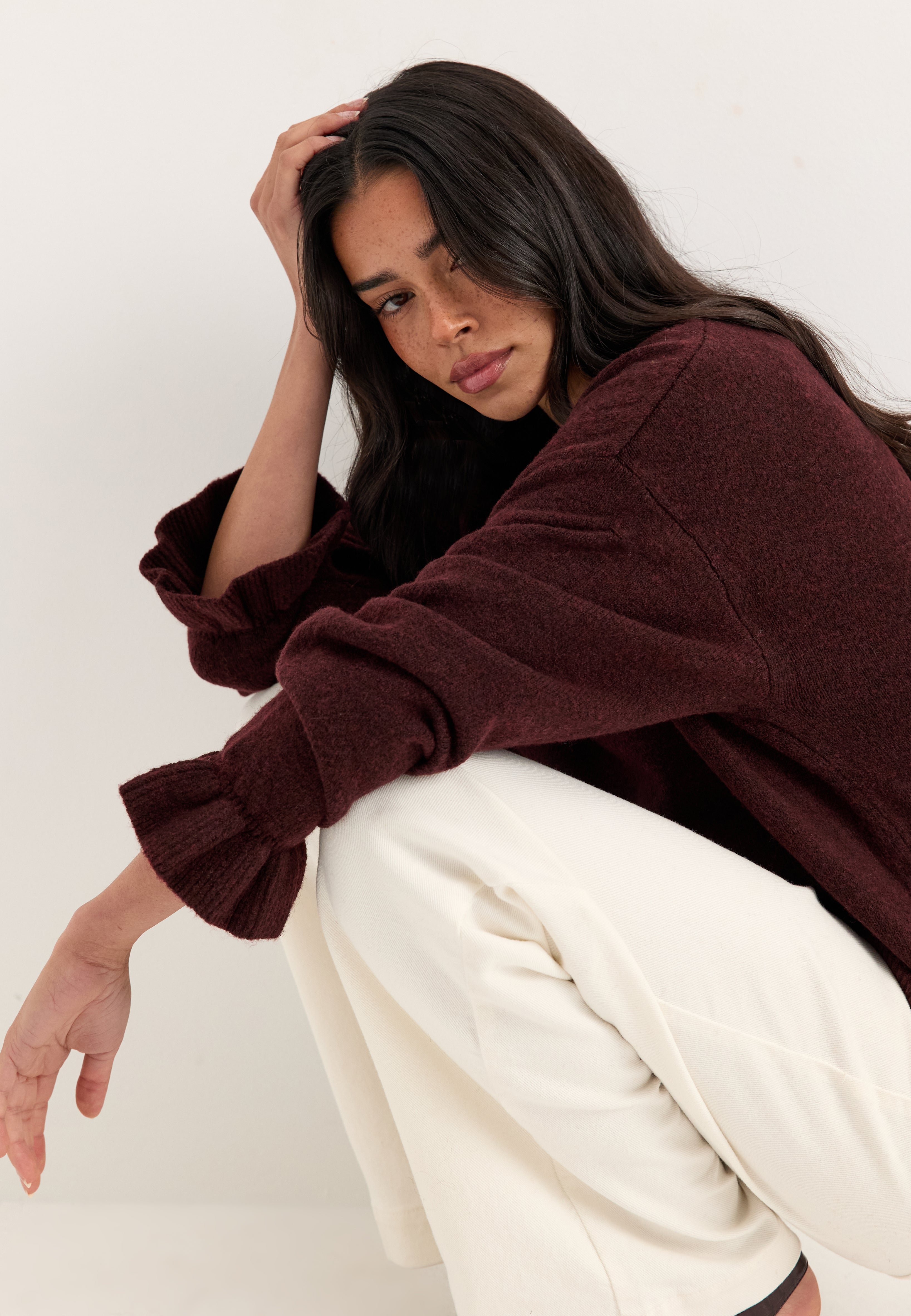 PIECES Pcsally Ls Frill Cuff Knit