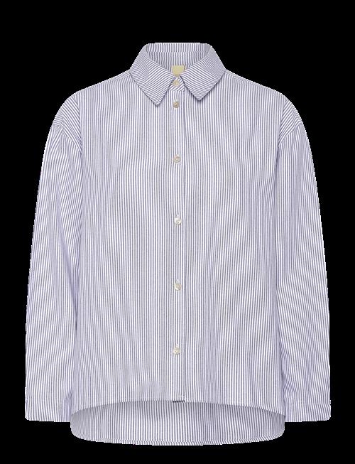 Brixtol Textiles | Stella Dark Navy White Stripe | L