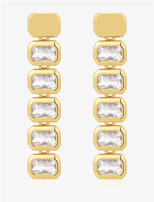 LUV AJ | The Bianca Bezel Drop Studs- Gold | ONE SIZE